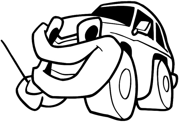 Smiling car with big wheels vinyl sticker. Customize on line. Traffic 095-0153